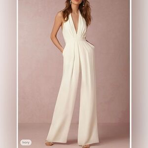 Hall ivory halter jumpsuit NWT